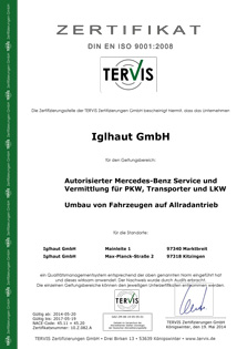 Zertifizierung DIN EN ISO 9001:2008